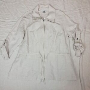 Christopher & Banks Jacket Womens Linen Zip Up Lagenlook Medium
